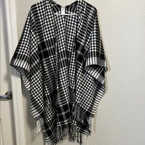 Black and White Plaid Poncho